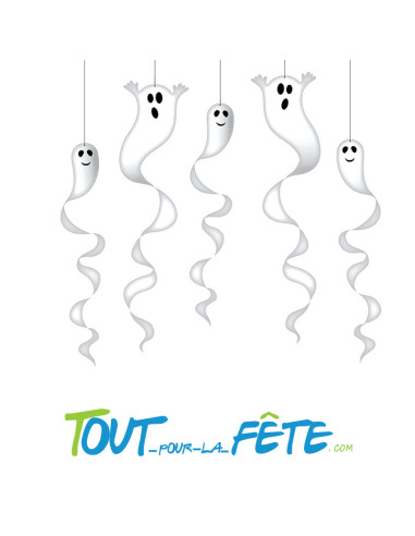 Lot de 5 spirales halloween fantôme