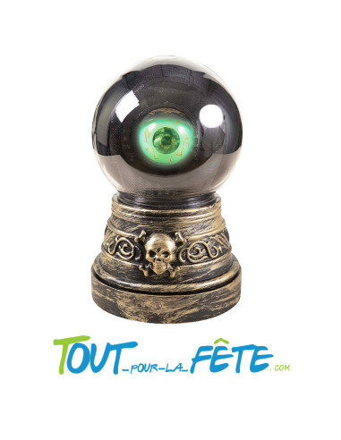 Boule de cristal œil animé 20 cm