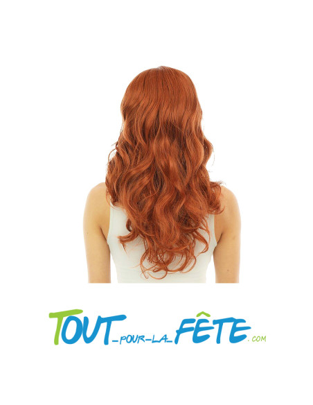 Perruque longue bouclée rousse