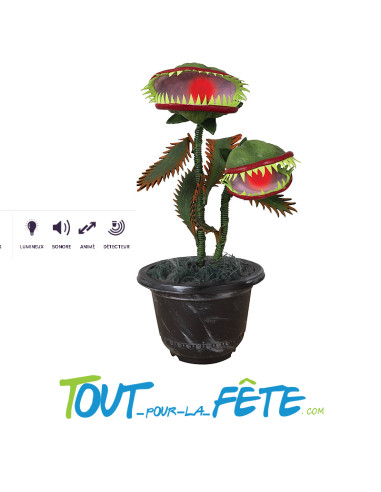 Plante carnivore animé, sonore et lumineuse 36 cm