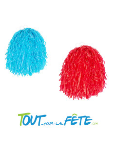 1 Pompom ( rouge - bleu ) pour pom-pom girl
