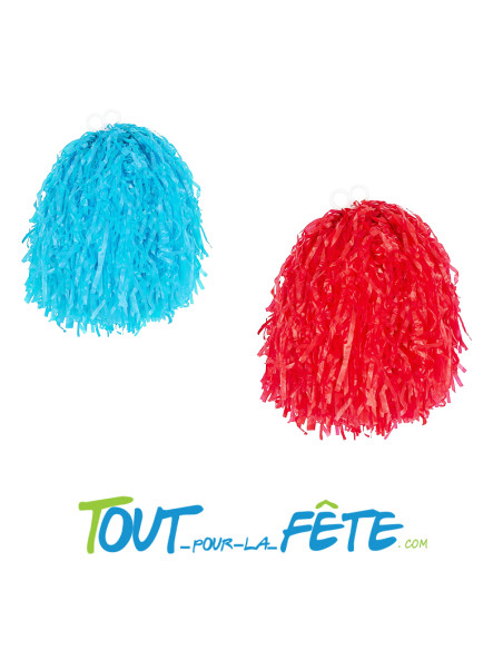 1 Pompom ( rouge - bleu ) pour pom-pom girl