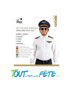 Set pilote d'avion (casquette, lunettes, insigne, épaulettes) 2