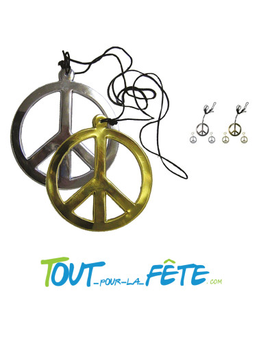 Collier hippie peace and love 18cm
