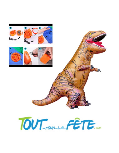 Costume auto gonflable dinosaure T-rex hilarant et démesuré !