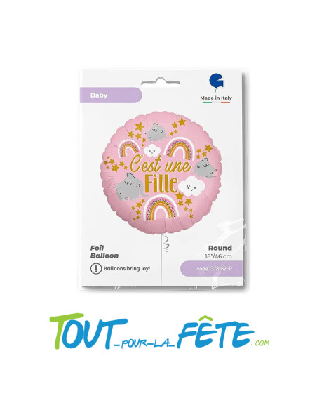 Ballon aluminium C'est une Fille 46cm