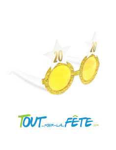 Lunettes étoiles joyeux anniversaire blanc et or 2