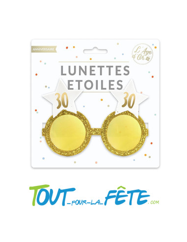 Lunettes étoiles joyeux anniversaire blanc et or