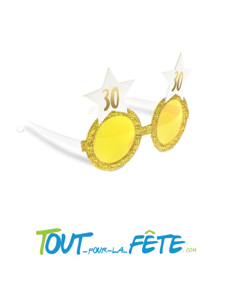 Lunettes étoiles joyeux anniversaire blanc et or