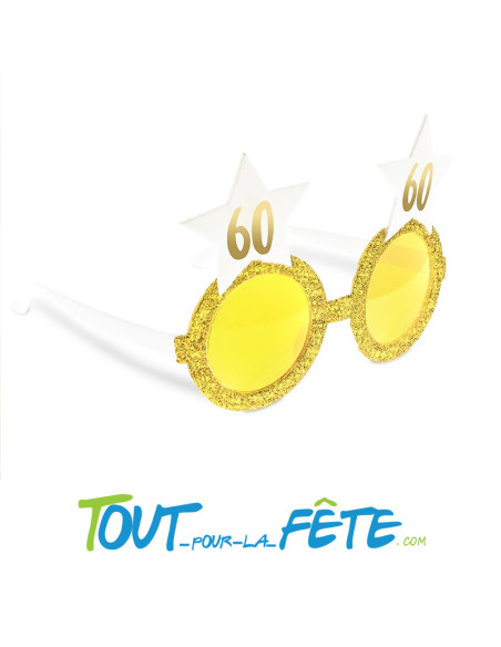 Lunettes étoiles joyeux anniversaire blanc et or
