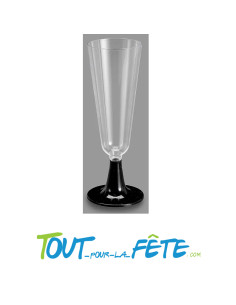 Lot de 50 flutes a champagne réutilisables avec pied noir 2