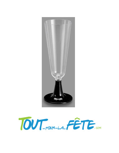Lot de 50 flutes a champagne réutilisables avec pied noir