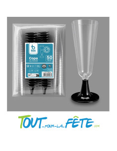 Lot de 50 flutes a champagne réutilisables avec pied noir