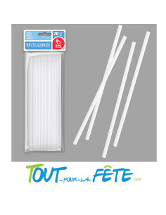 Lot de 20 pailles blanches réutilisables 20cm