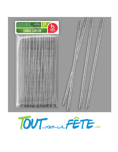 Lot de 25 pailles argent métallisées