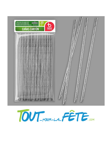Lot de 25 pailles argent métallisées