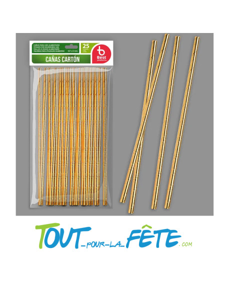 Lot de 25 pailles or métallisées