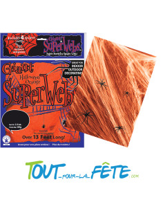 Toile d'araignée orange 60g ( 3 mètres) + 4 araignées 2