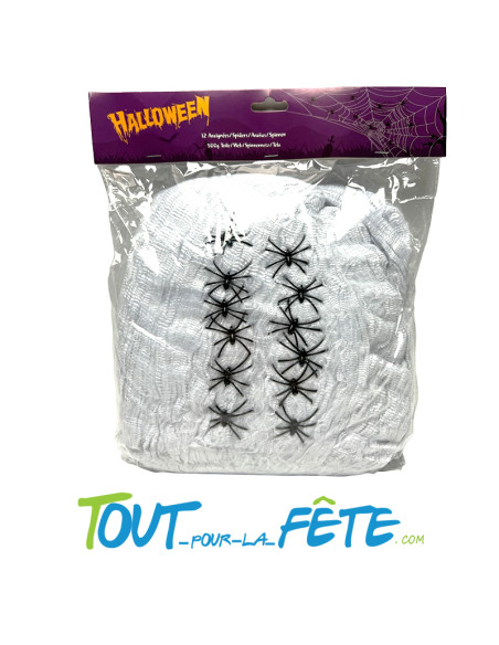 Toile d'araignée 500g + 12 araignées
