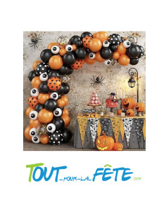 Kit 115 ballons halloween noir et orange