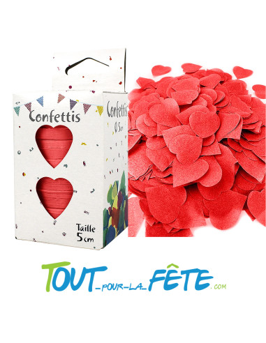 Confettis coeurs en papier de soie recyclable et biodegradable rouge 80g