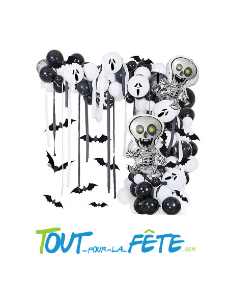 Kit 127 ballons halloween blanc et noir